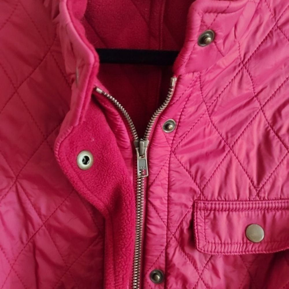 Talbots Quilted Puffer Vest Women 1X Red Fleece Lined Zip Snap Front Plus Size - Picture 4 of 7